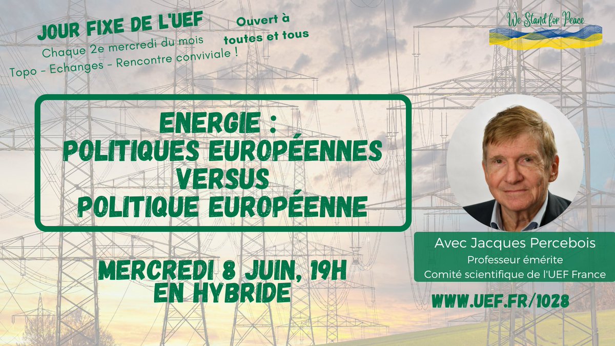 UEF_AuRA's tweet photo. ⚡#Energie : politiques européennes vs politique européenne avec Jacques Percebois
📍 Atelier-débat hybride ce mercredi 8 juin, visio &amp; #Lyon
🍺 L'occasion également de rencontrer notre mouvement et la pensée fédéraliste !
➡ https://t.co/OpbCrbOMRl
#JacquesPercebois #ToFedEU https://t.co/w6ce8FpIET