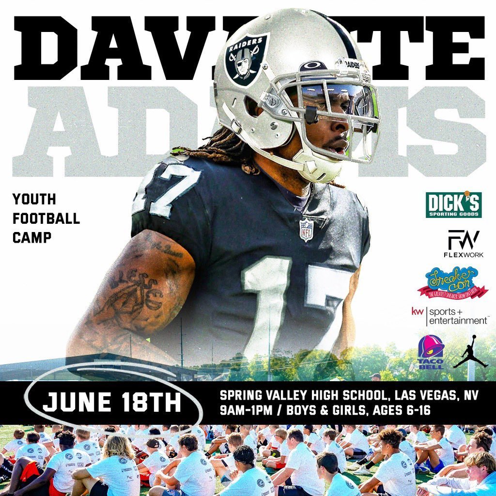eluciant's tweet photo. So excited to help sponsor the next @FlexWorkSports camp here in Las Vegas with @tae15adams on June 18th.  We'll be giving away a $200 gift card as well as a Davante Adams Raiders Jersey.  Come see us at the @eluciant booth.  @kwri @KWSEDivision #WeAreKWSE #NFL @Raiders #raiders https://t.co/cm5VSrWvoP