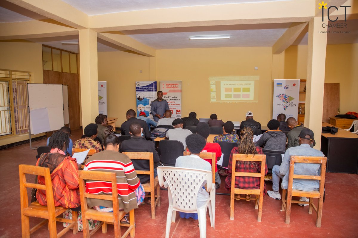 rwictchamber's tweet photo. This Thursday, Rwanda ICT Chamber in partnership with the Ministry of Trade and Industry in Rwanda has started conducting nationwide training for businesses on digital commerce through #iHuzo and #MSMEsGoDigital projects to accelerate ecommerce and digital payments adoption. https://t.co/0gqi8BlXwf