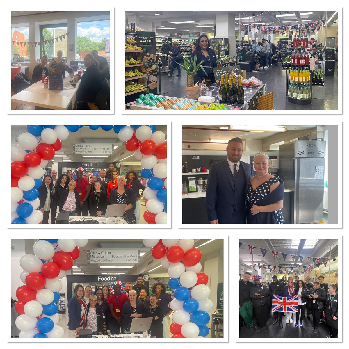 Store well set for Jubilee holiday trade and team fully engaged 😁Lots of activities in store to engage customers and colleagues: live DJ, <a href="/marksandspencer/">M&S</a> British 🍓 gin tasting, staff lunch party, dress up and many more! 🇬🇧👑❤️🤍💙
#JubileeWeekend 
#teamworkmakesthedreamwork