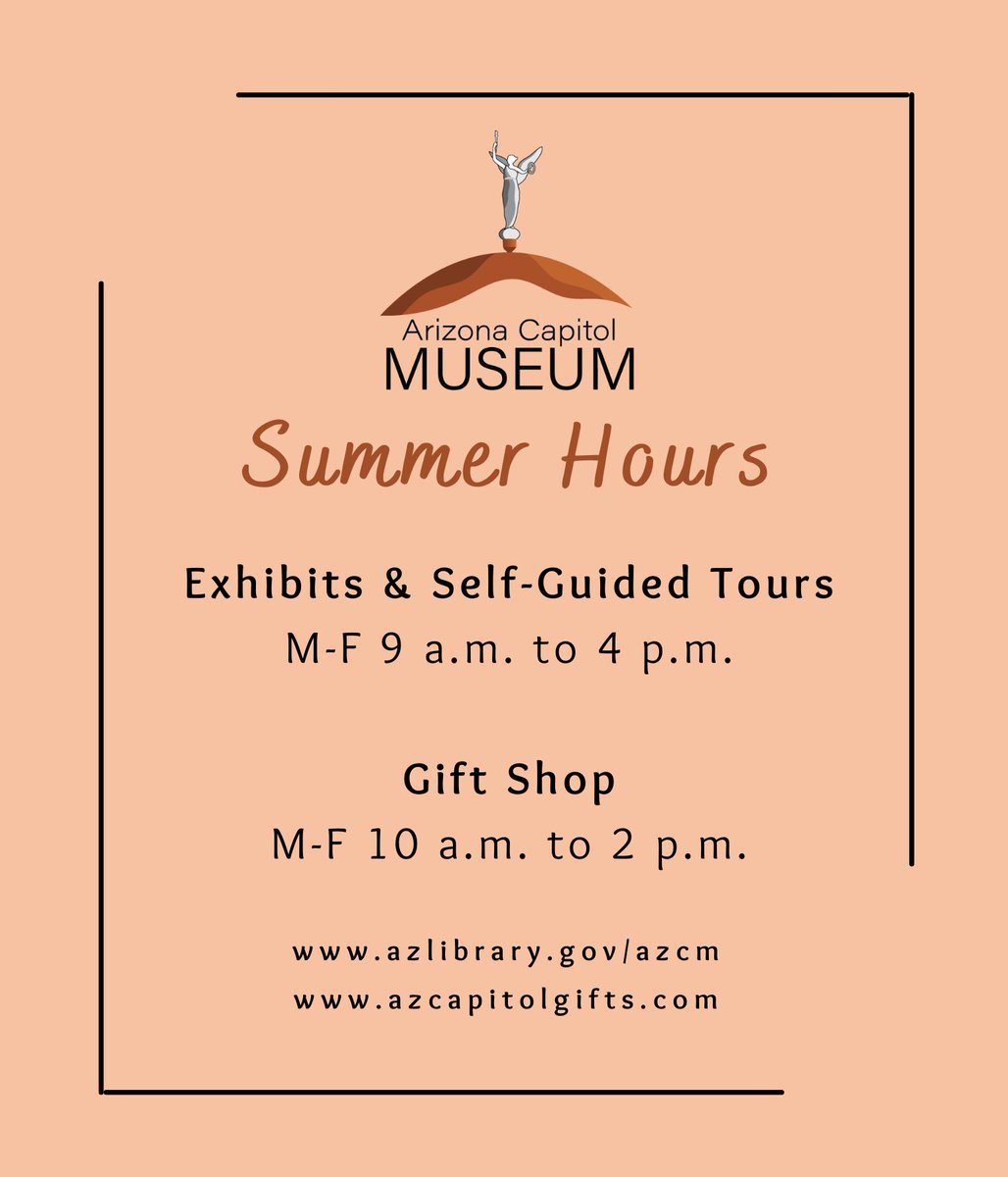 Starting Monday, June 6, the Capitol Museum will be switching to summer hours!