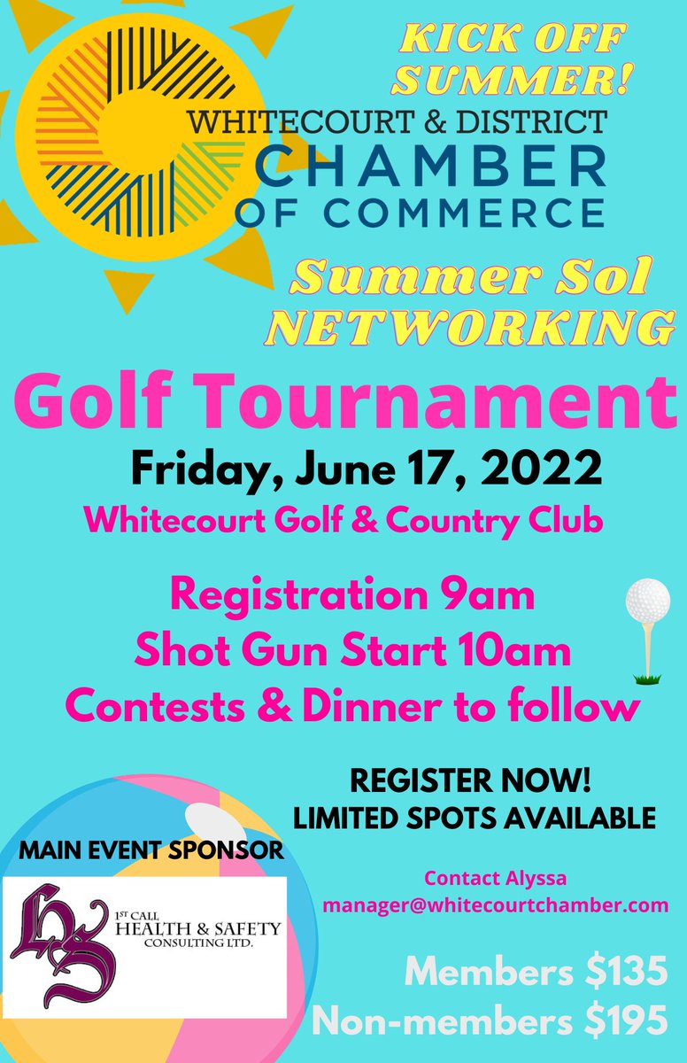 Register for the Whitecourt &amp; District Chamber of Commerce Networking Golf Tournament! #networking #golftournament #whitecourt <a href="/WhitecourtGolf/">Whitecourt Golf</a>