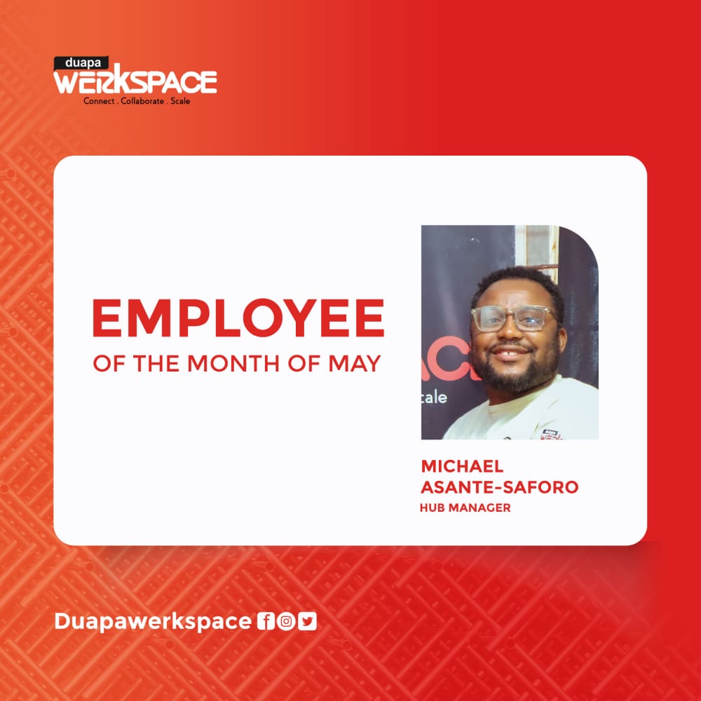 DuapaWerkspace's tweet photo. Congratulations๐ค to our Hub Manager Michael Asante-Saforo for being the best employee of May.
We appreciate your hard work, dedication and diligence. We are indeed proud of you.
#DuapaImpact #ConnectCollaborateScale https://t.co/icrvB52OV0