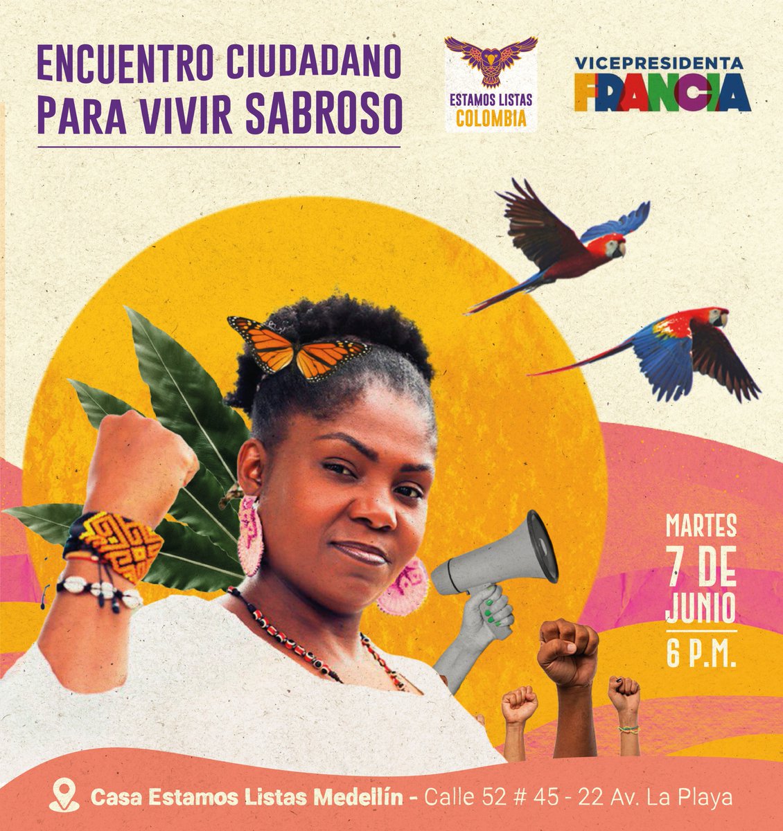 dorasaldarriaga's tweet photo. 🦉🌈🍍🌸 ¡ @Estamos_Listas para acompañar a Francia Márquez durante la segunda vuelta! 
💜 Convocamos a toda la ciudadanía a que traiga sus ideas, su creatividad y alegría y hagamos una campaña sabrosa. #VivirSabroso #FranciaVicepresidenta #SomosDecisivas #JuntanzaFeminista https://t.co/IM1hSaP9ML