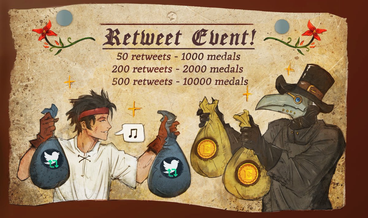RETWEET EVENT ⚔️ 

ALL REGISTERED PLAYERS will be rewarded $MEDALS based on the number of retweets this post gets! Let's blow this tweet up!