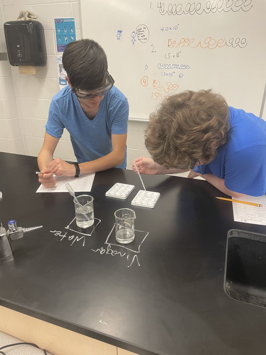 Ms_Hearns's tweet photo. Grade 9 Science students at @csschargers are working hard to identify unknown substance using chemical and physical properties! Applications in forensic sciences! #STEM https://t.co/IC318r5SSm