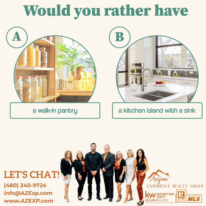 AZExperience's tweet photo. If you could only choose one of these options in your dream kitchen, which is more important to you? Extra storage or ample counter space? https://t.co/yC6HliXbZT