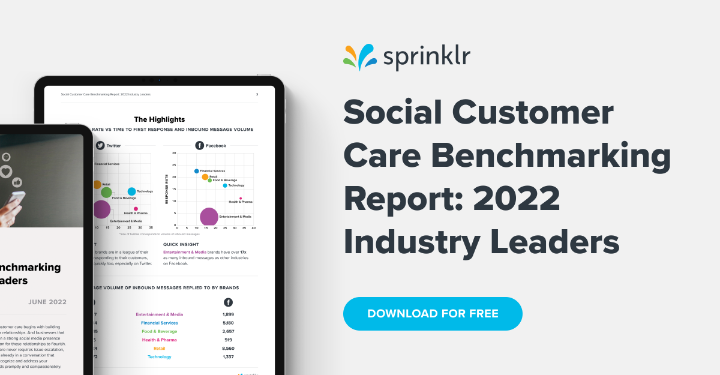 .<a href="/Sprinklr/">Sprinklr</a>'s first-ever Social Customer Care Benchmarking Report: 2022 Industry Leaders is here 📊 Download now to learn best practices from the top brands across 6 industries: ms.spr.ly/6008bXUzm