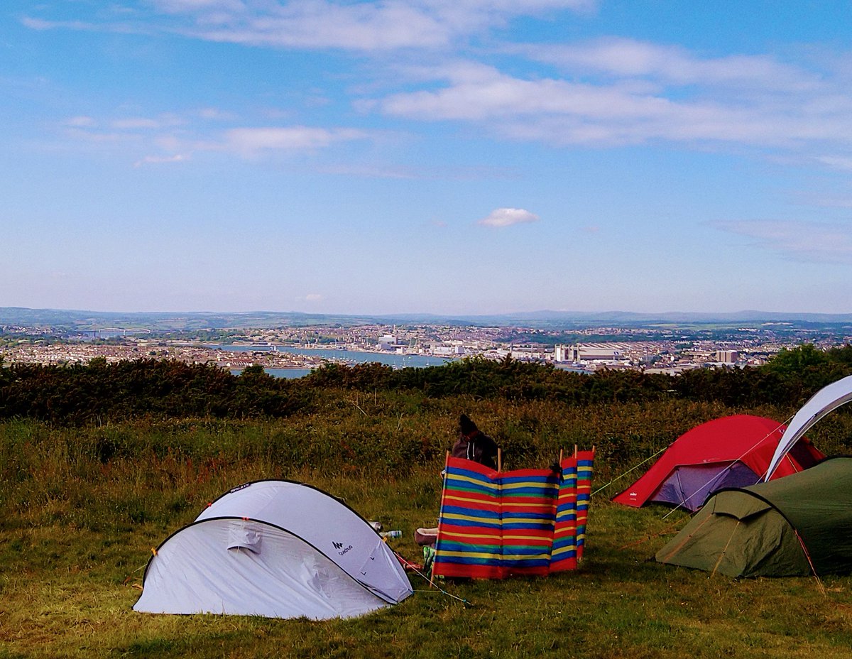 DebbieDaveT1's tweet photo. Sun's out and we are all set up at camp and ready for the Jubilee weekend. Maker Heights Campsite, Torpoint, Cornwall. #vanlife #vwt5 #camping #cornwall #JubileeWeekend #southwestengland #seaview #torpoint #makerheights https://t.co/tcR7DWXK7e