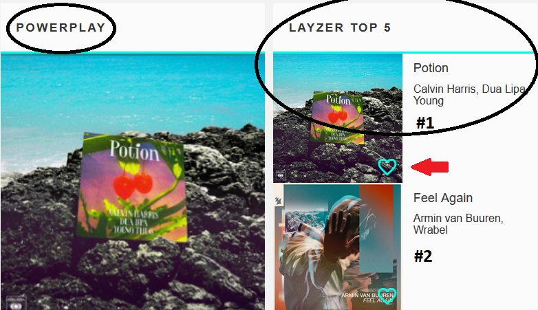 Everyday, you as a listener, can vote your favorite track on LAYZER radio: layzer.nl
You see the results in the daily Top 5. Today's #1 again and also this weeks Powerplay is: 'Potion' by Calvin Harris ft. Dua Lipa &amp; Young Thug
<a href="/CalvinHarris/">Calvin Harris</a> <a href="/DUALIPA/">DUA LIPA</a>