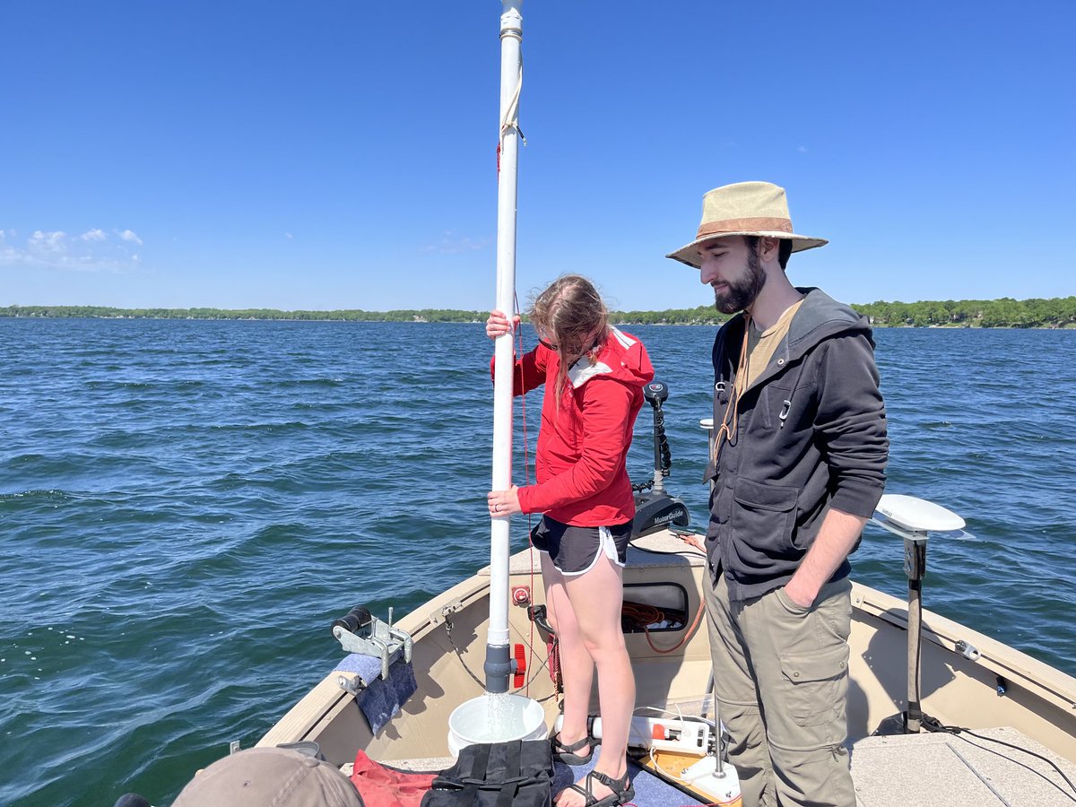 Day 2 of lake mud and water sampling.  Diatoms watch out! ⁦<a href="/megcorc15/">Meg Corcoran</a>⁩ and Watts Dietrich