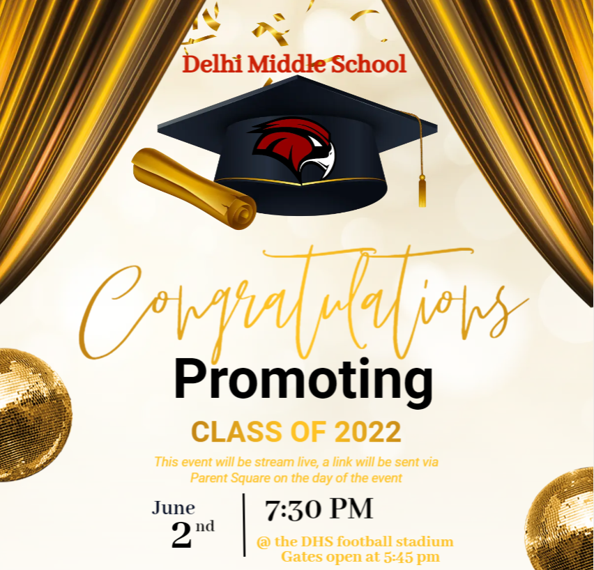 DelhiUsd's tweet photo. June 2 at 7:30 PM - Middle School Promotion https://t.co/zfGpxO83jH https://t.co/pqljbvY4GN