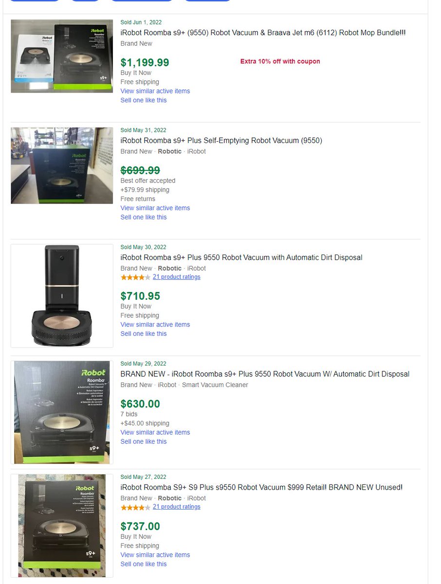 SaveMoneyAIO's tweet image. Did you know about this?

We had the iRobot Roomba s9+ (9550) Robot Vacuum all the way down to $335, retail is $999.

At the time of posting on discord, stock was over 30.

We had our members dropship this from Amazon to Ebay as it sat in stock for over a month.