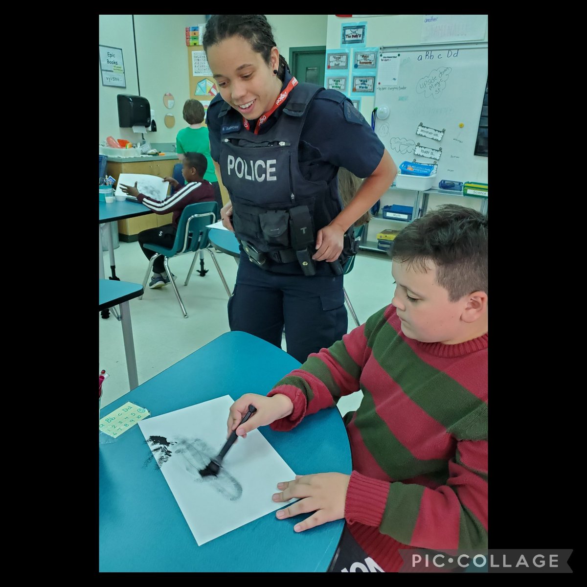 KParent's tweet photo. The RCMP Forensics Team came for a visit today. We enjoyed telling them what we already know about Evidence and Investigation. It was fun learning how they solve crimes. @drclark @FMPSD  #SVIPIT  #individualizedlearning  #forensics @Canadiana88 https://t.co/ecAfDXrDGQ