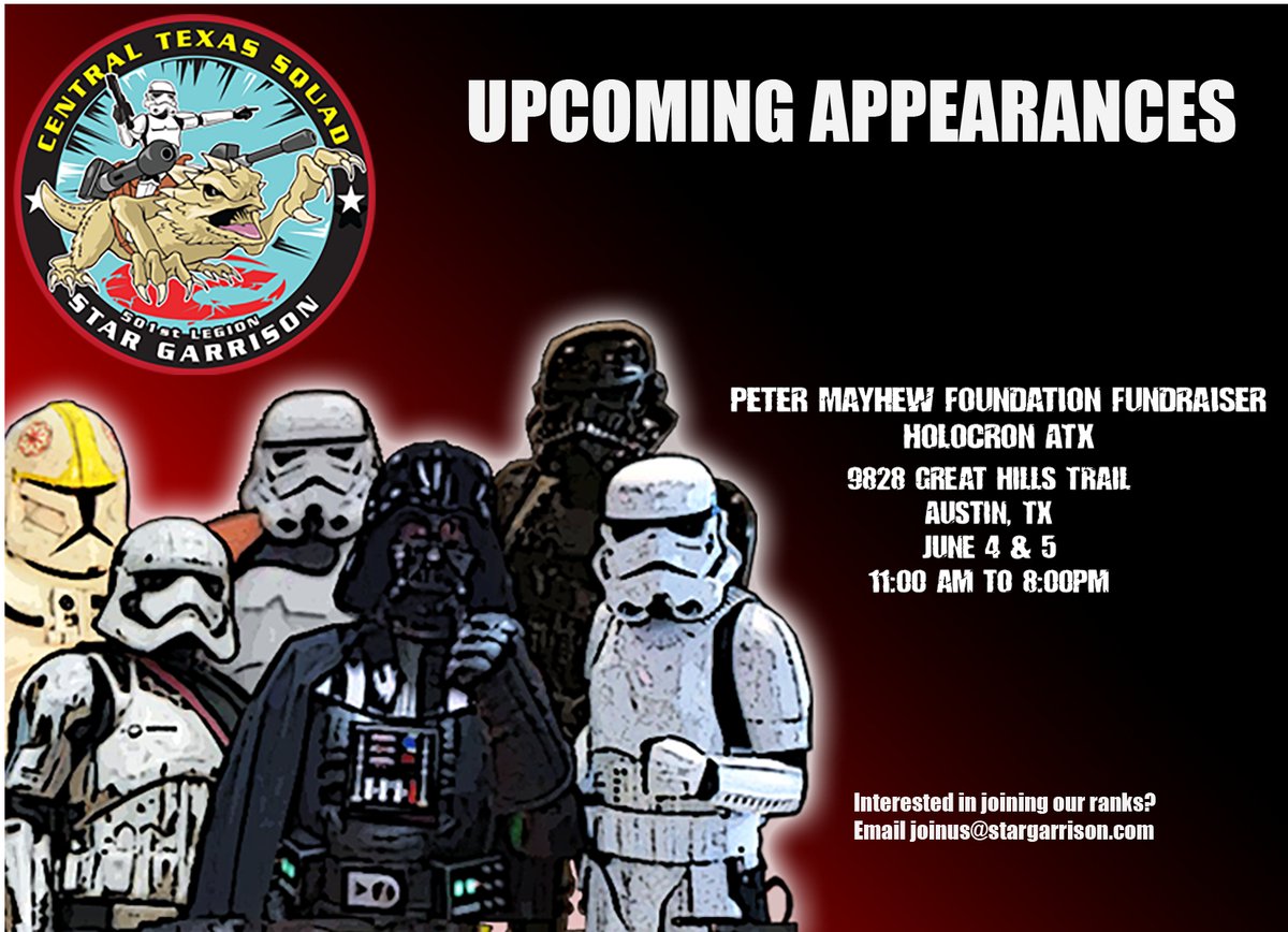 Join #CTXSquad at the Holocron Store in Austin for the Peter Mayhew Foundation Fundraiser.

Holocron ATX
https://t.co/FCU1y1tYq4 https://t.co/zi2iJ3nu7o