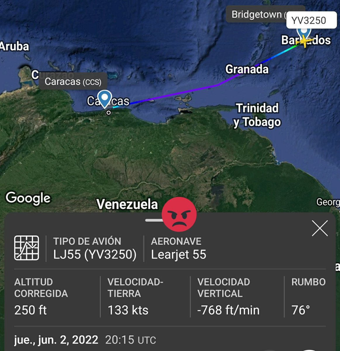 Arr3ch0's tweet photo. Skymetal C.A. #YV3250 hizo una vuelta rapida a Barbados. Una hora duró la visita. Retornando a Venezuela #Ahora https://t.co/GDZeIaYiIq