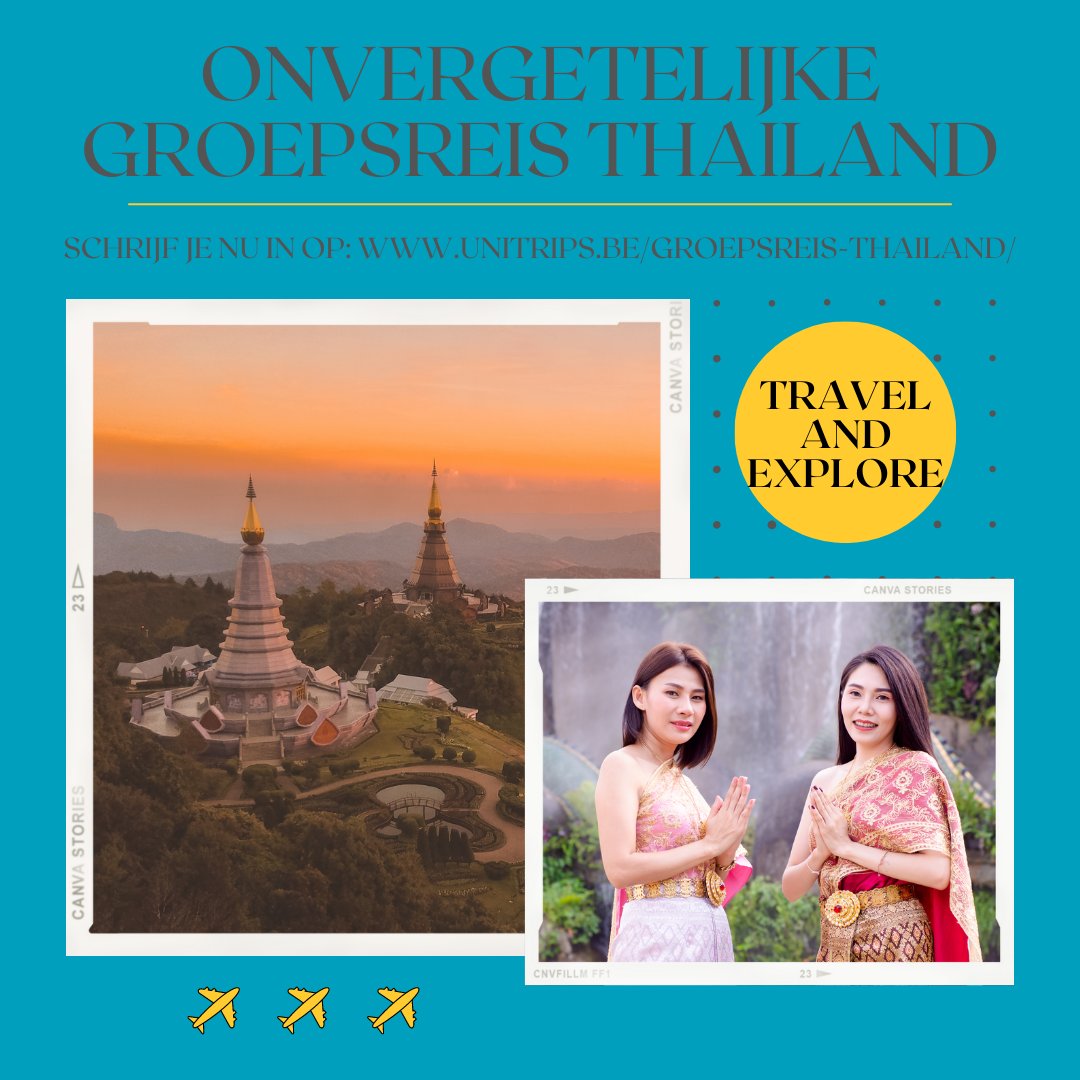 Heb je nog geen reisplannen dit najaar? En heb je zin om samen met een sfeervolle bende Thailand te verkennen? ✨💗🐘⁠
⁠
Twijfel dan niet en schrijf je in op: unitrips.be/groepsreis-tha… 🌞⁠