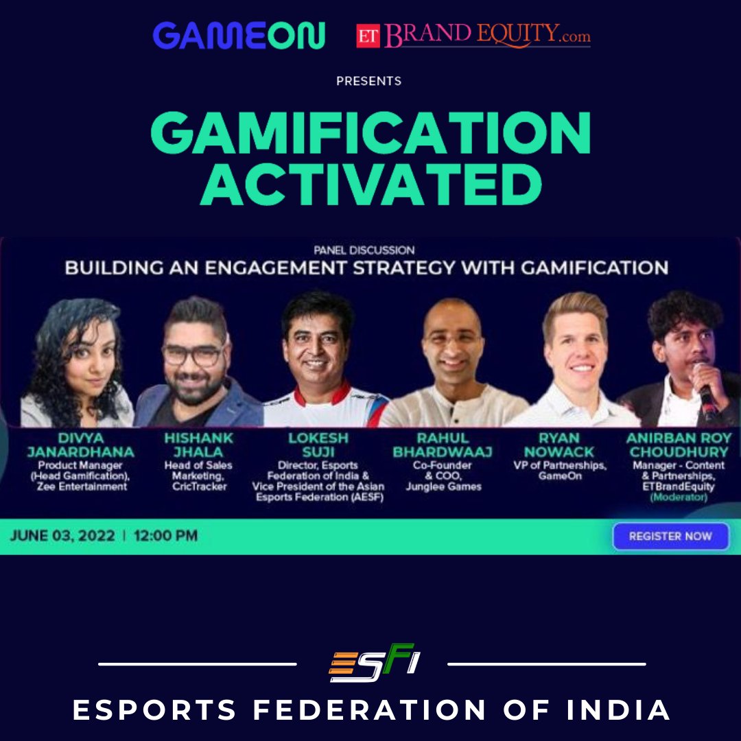 esfindia's tweet photo. Do join in tomorrow (3rd June, 12 noon) for this interesting panel, Register here 👉 https://t.co/SAlhjMhxHS 

@WeAreTeamIndia @ianuragthakur @ETBrandEquity 
@INOXMovies @IndiaSports @Rajeev_GoI 

#gamificationactivated #gamifiedcontent #esports #esfi #indianesports #sports https://t.co/eayNGS74G3