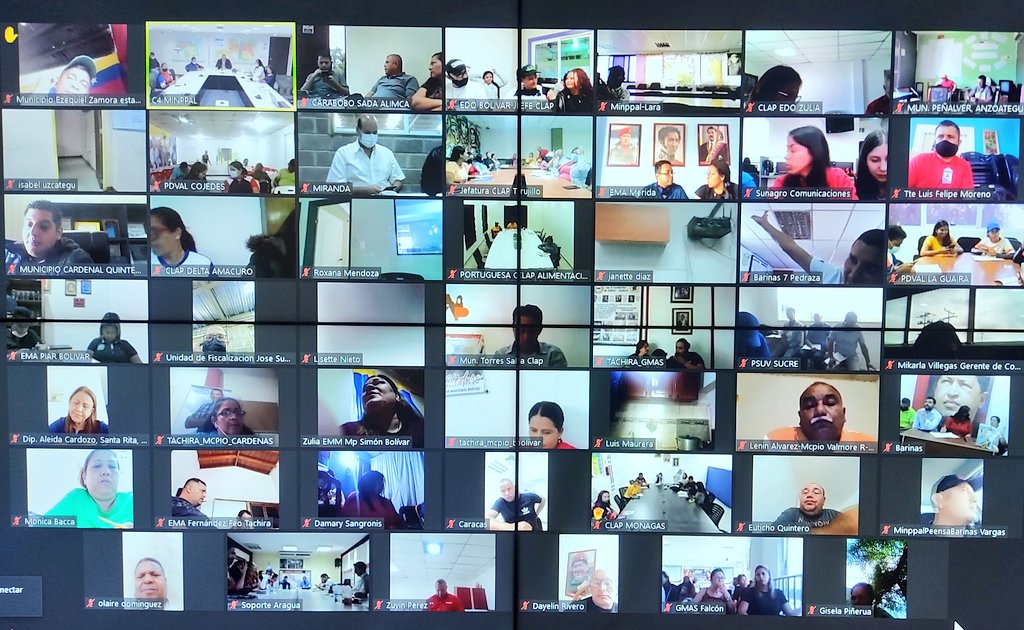 LealTelleria's tweet photo. En video conferencia de trabajo con las lideresas y líderes regionales de los CLAP, establecimos la ofensiva #SábadoProductivoClap, para realizar este fin de semana encuentros estadales y 1.136 mesas de trabajo comunitarias para debatir el Plan Mi Clap es Productivo. ¡Participa! https://t.co/HCZyuctzkv