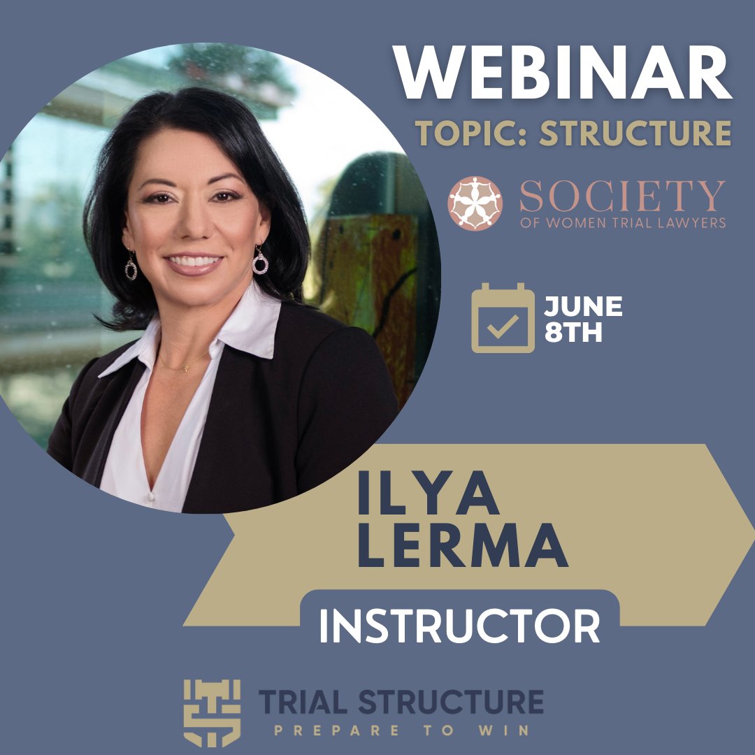 TrialStructure's tweet photo. Trial Structure's, Ilya Lerma, will be joining the Society of Women Trial Lawyers to discuss how to structure your traumatic brain damage case. 

Free for SWTL members! 
 https://t.co/7iOdyr5vav 
#webinar #Trials https://t.co/CNL1gHumJu