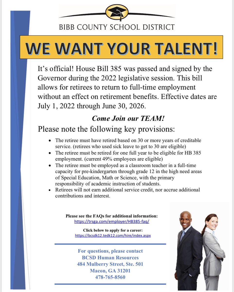 MiddleHudson's tweet photo. Attention Retirees ‼️✨
We want your talent, contact us today! #BCSD #BHMS #Tier1Strong #READYtoROAR https://t.co/Uo3cGD8uPR