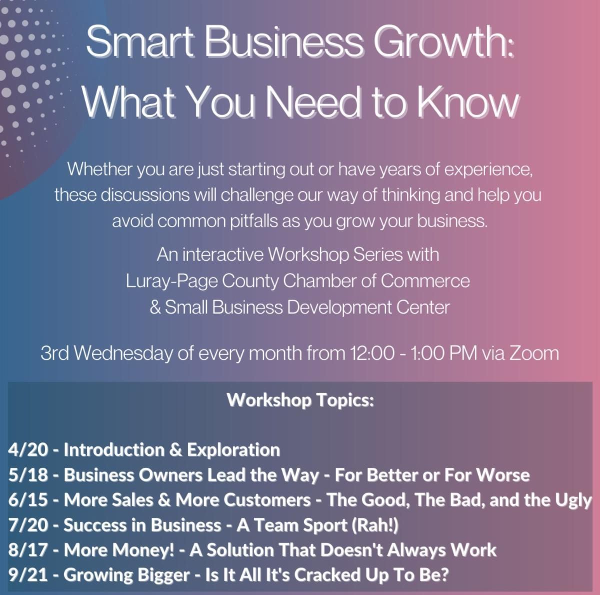 ValleySBDC (@valleysbdc) on Twitter photo Up next in the Small Business Growth series: Learn how to tell if More = Good for your business. 6/15, 12 - 1pm RSVP to events@luraypage.com or 540-743-3915 by 6/13 to get the Zoom link & session materials. Up next in the Small Business Growth series: Learn how to tell if More = Good for your business. 6/15, 12 - 1pm RSVP to events@luraypage.com or 540-743-3915 by 6/13 to get the Zoom link & session materials.