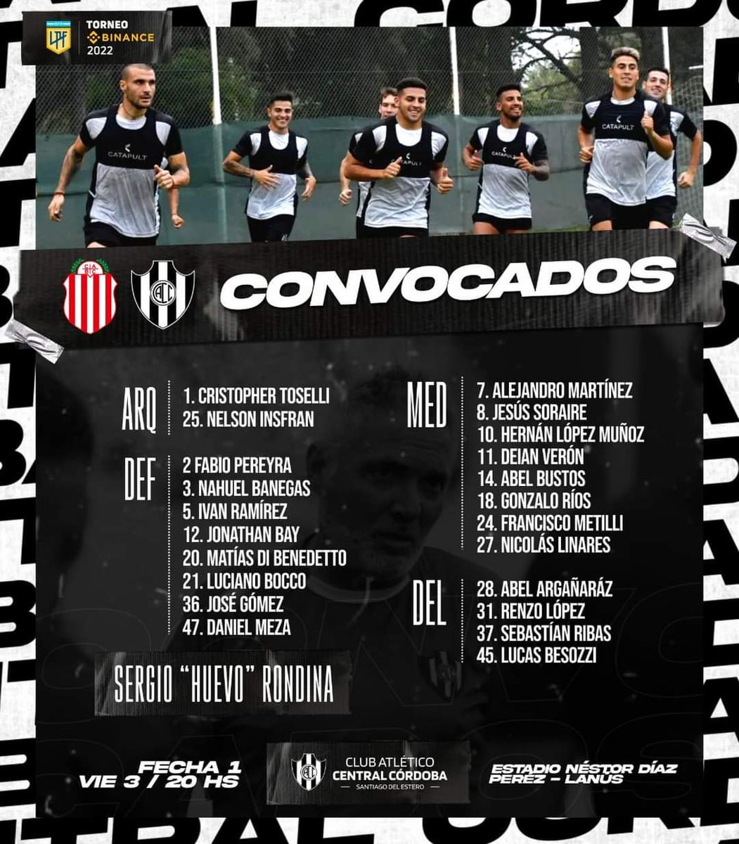 📄 Los convocados para visitar a <a href="/barracascentral/">Club Atlético Barracas Central</a> en el debut del #TorneoBinance 🏆.

#SomosCentralSomosSantiago