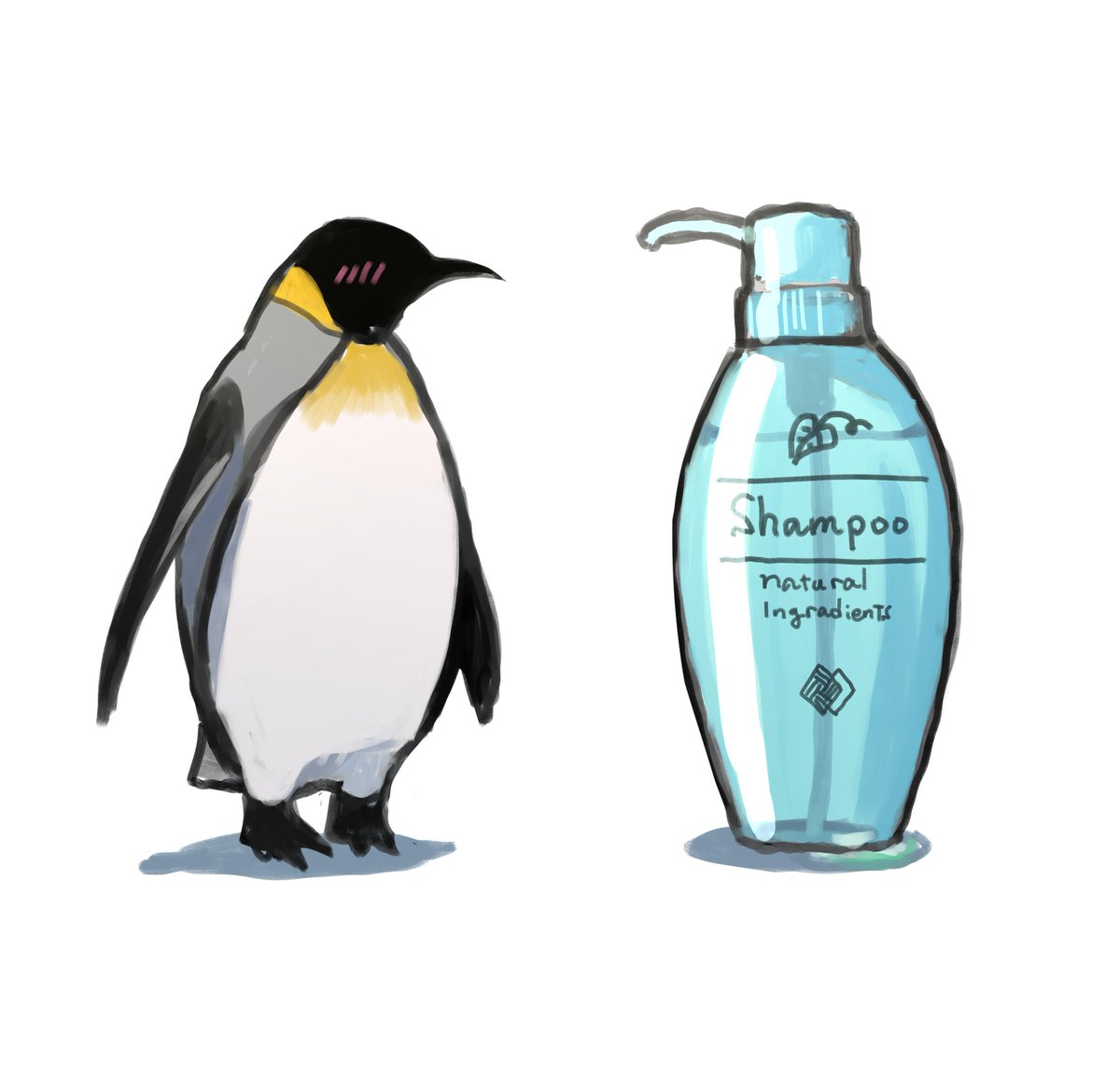 「シャンプーボトルの形ってペンギンに似てて可愛いと思う協会を設立します 」|ときわのイラスト