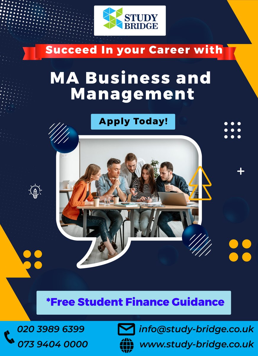 bridge_study's tweet image. Prepare for a successful business career with solid understanding of management principles!
Apply now!!

Visit website: study-bridge.co.uk

#studybridge #studyinuk #education #graduation #businessmangement #careerguidance #highereducation #university #studyinlondon #uk