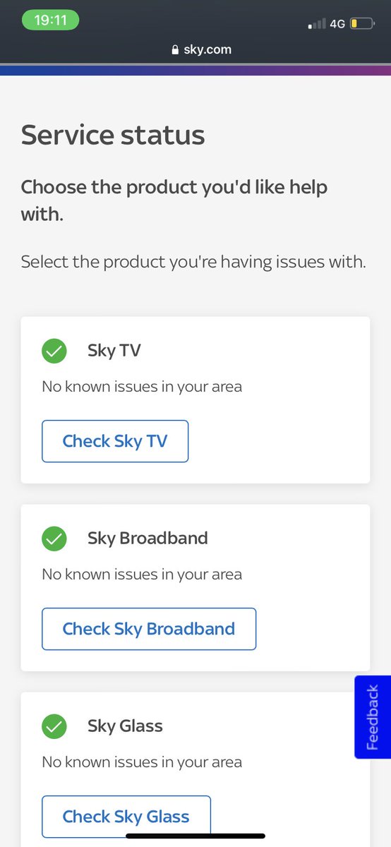 RagingCabbie's tweet photo. @SkyHelpTeam @Arcalius Tried this. I’m in Neath. It tells me there is an outage in my area, when I follow the steps it tells me that there are no know problems 🙃🙃🙃 https://t.co/2cbGBlq2YA