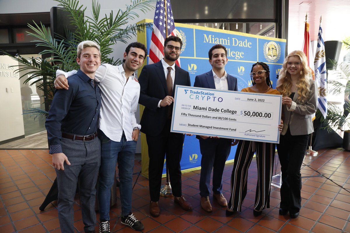 mdcpresident's tweet photo. Thank you @TradeStation for investing in our local talent community. Our students will now be able to kickstart a crypto investment strategy and gain real-time experience in the digital asset space. The future of finance is here. #MDCTech https://t.co/maCk3wZG51