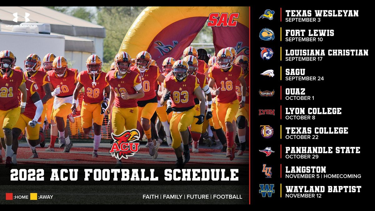 ACU Football Announces 2022 Schedule
 - acufirestorm.com/article/3178