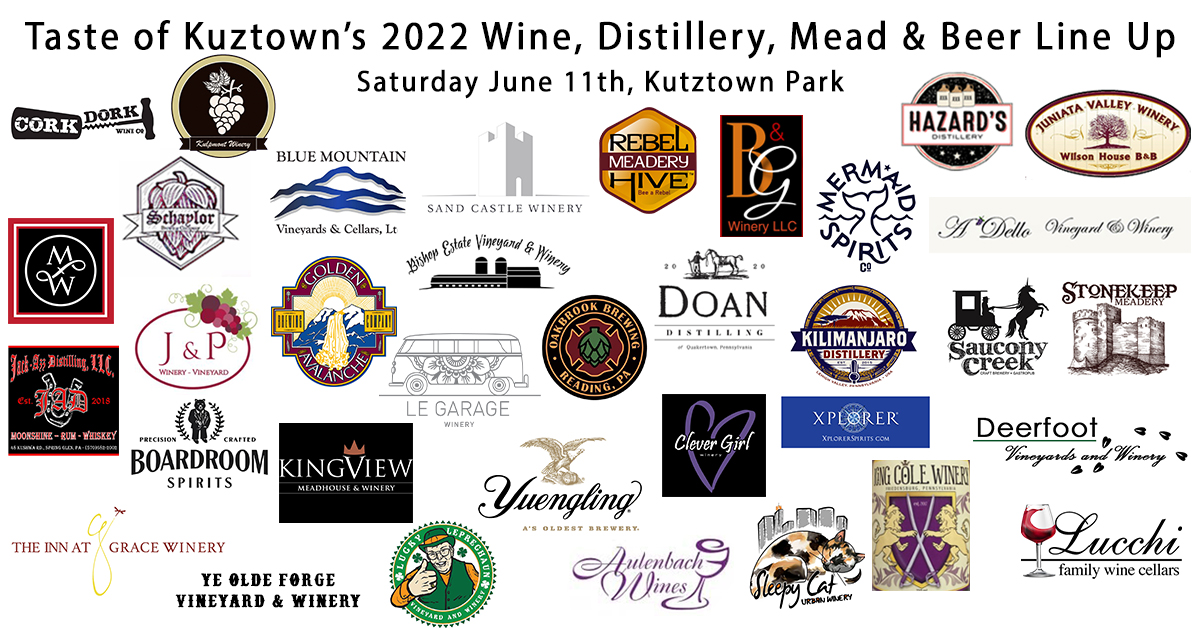 TasteofKutztown's tweet photo. Announcing the 2022 @TasteofKutztown Wine, Spirit &amp; Beer line up!!! 35 amazing boozy vendors for you to sample till your hearts delight on Saturday June 11th! Which one will you hit first? Don't delay, grab your tickets NOW 👉https://t.co/heIeUiwQTL
📅Saturday June 11th https://t.co/yZxMM0mA5C