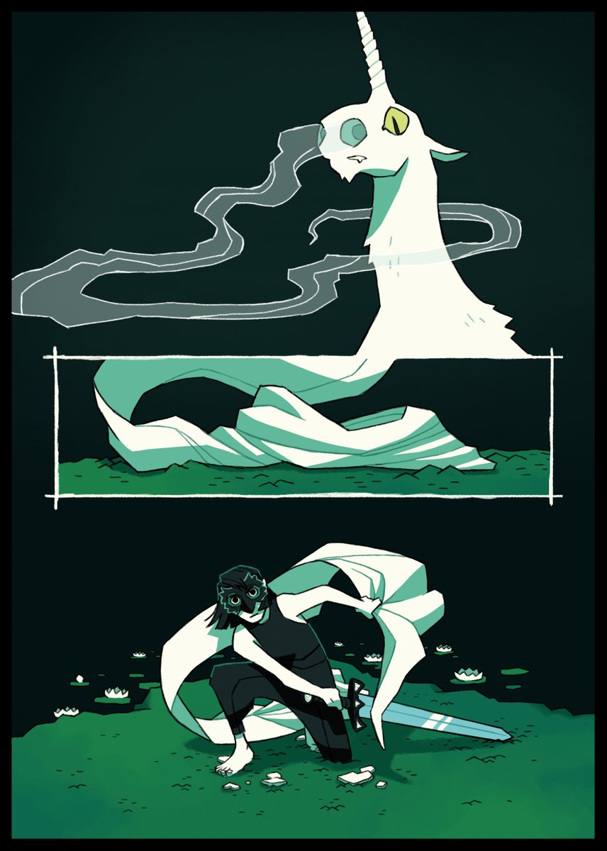 "A unicorn is said to, in the meeting of a pure maiden, forget it's wild nature and sleep in her lap. A unicorn is also said to, in the meeting of hunting men, be lost in senseless rage.

Will you let yourself be judged?" 