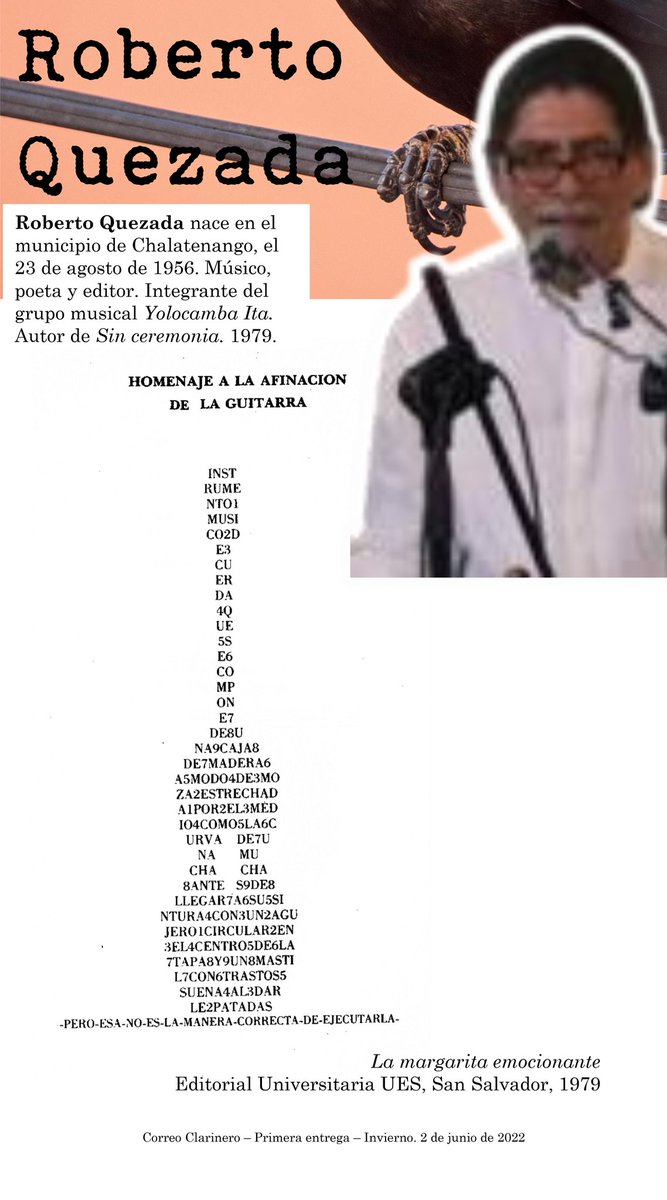 CClarinero's tweet photo. #CorreoClarinero
#IEntrega #Año2
#LiteraturaSalvadoreña
#PoesíaSalvadoreña
#RobertoQuezada
#PoetasdeChalatenango
#Junio2022 https://t.co/AkmaxV1nJw