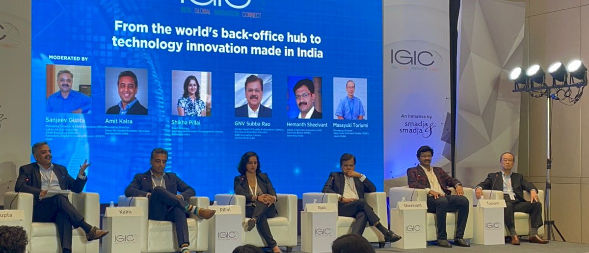 hemsheelvant's tweet photo. Great conversation with Sanjeev Gupta, Amit Kalra, Shikha Pillai, GNV Subba Rao and Masayuki Toriumi at the India Global Innovation Connect event on India from the world's back office to technology hub ! Lots of case studies, focus areas and futuristic thoughts shared ! https://t.co/bpVwyR0fbr