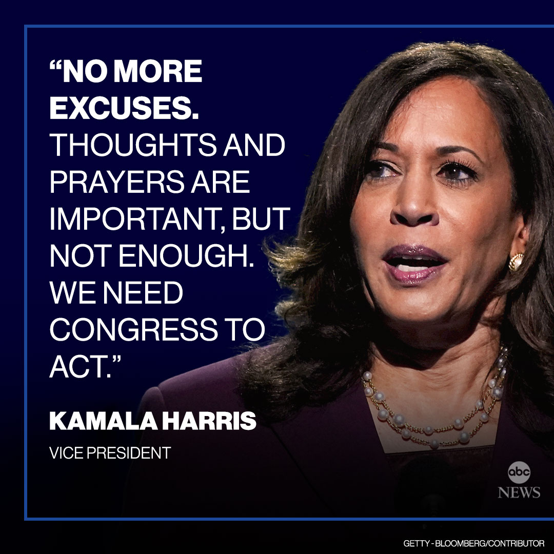 ABC's tweet photo. Vice Pres. Kamala Harris on Tulsa mass shooting: "No more excuses...Congress needs to act." https://t.co/PZ57yRLvGc https://t.co/EW2JXbd6ck