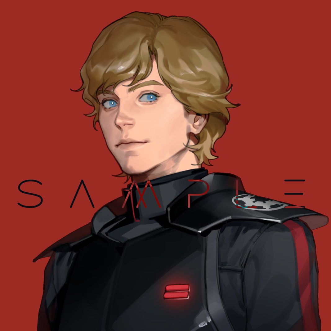 1boy male focus blue eyes solo red background blonde hair animification  illustration images