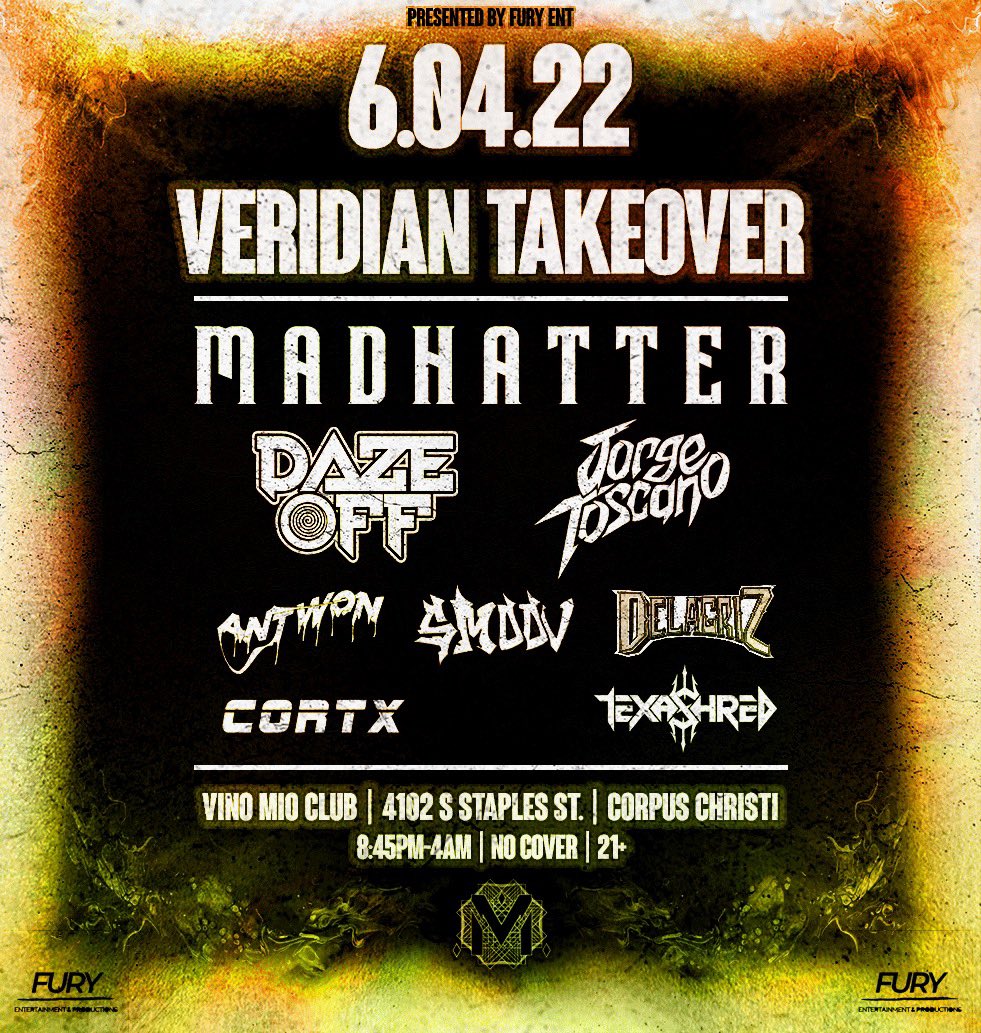 DazeOFFdubs's tweet photo. Corpus!!! This Saturday!!! Lets fucking run it👽👽👽👽 @madhatter_musix @ItsJorgeToscano https://t.co/MnZ2qyaMsR