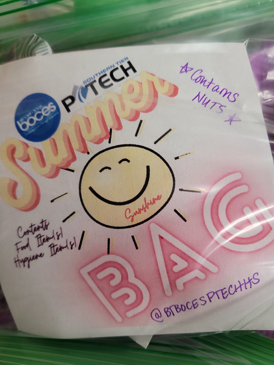 BTBOCESPTECHHS's tweet photo. We had so many wonderful #Warmth4Winter donations this year that we've decided to extend our #communityservice project into the summer with #SummerSunshineBags #food #hygiene @SoTierPTECH @BroomeTiogaCDC @BTBOCES_IP @BroomeBOCES @PTECHNETWORK https://t.co/3Yntc6eMCp