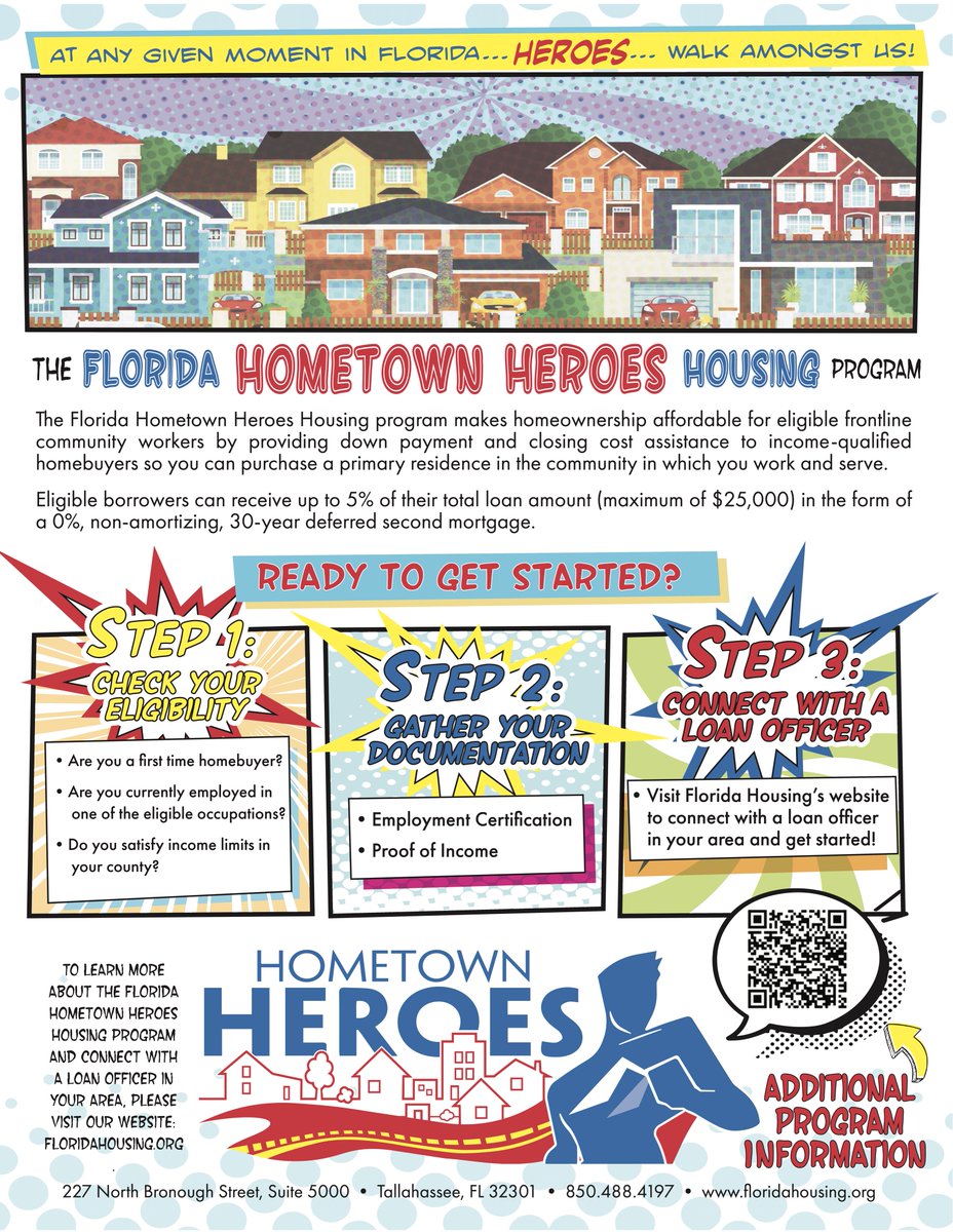 HomeCareFLA's tweet photo. #Florida's new Hometown Heroes Housing program is offering frontline workers up to 5% of your total loan ($25k max) for down payment and closing cost assistance so you can live in the community you work hard to serve 🏠🙌

Learn more ➡️ https://t.co/IVFAyP2HQI #FLHometownHeroes https://t.co/mNrZ3i9xX4