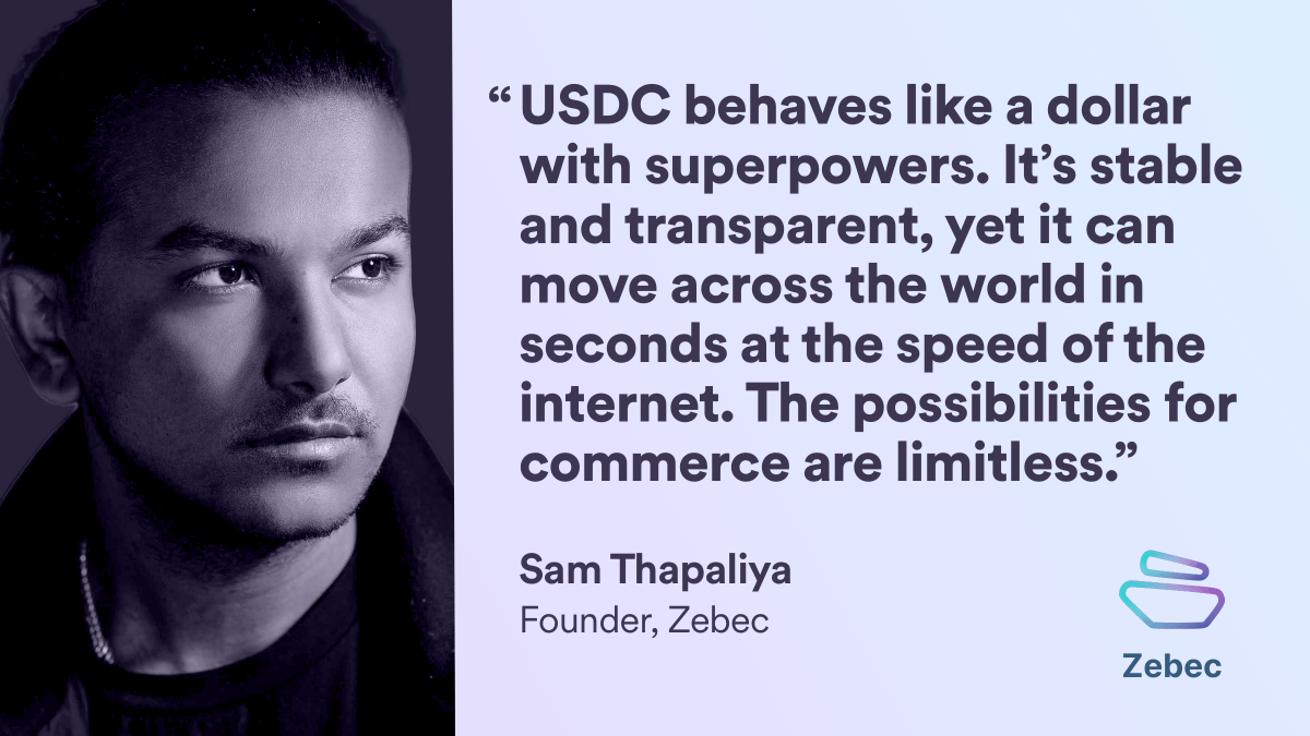 circle's tweet photo. .@Zebec_HQ is building their services on #USDC including payroll, Roth IRA &amp; 401(k) accounts, supplier payments &amp; more. Take a look at how Zebec harnessed these tech advances into tangible solutions drawing on capital &amp; expertise from Circle Ventures. 

https://t.co/H74LO0CnZV https://t.co/aQMiFTfcXA
