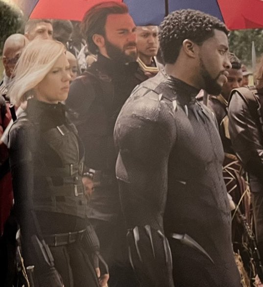 RT @miss_LulaMae: Scarlett Johansson, Chris Evans and Chadwick Boseman on the set of avengers infinity war https://t.co/17JZOjTC5i