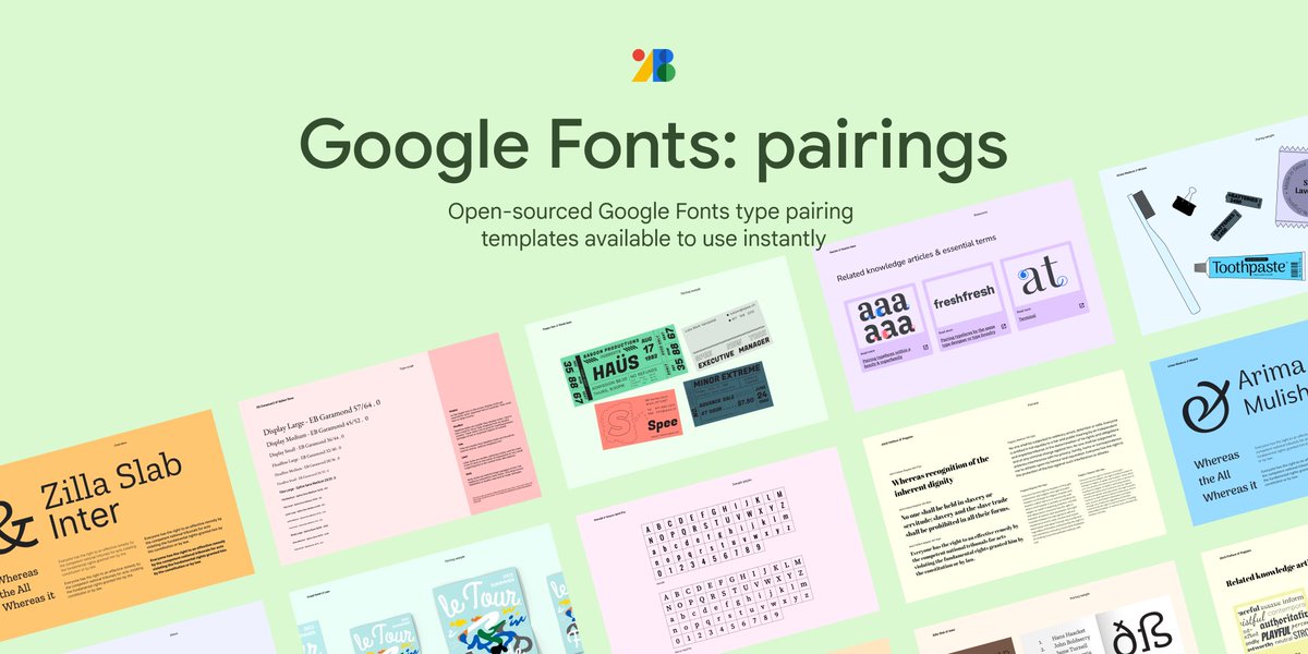 googlefonts's tweet photo. Pairing fonts:

See our handpicked Google Fonts pairings in use, and start using them now in Figma

https://t.co/cMoEkrntgb https://t.co/ixNEKmV58D
