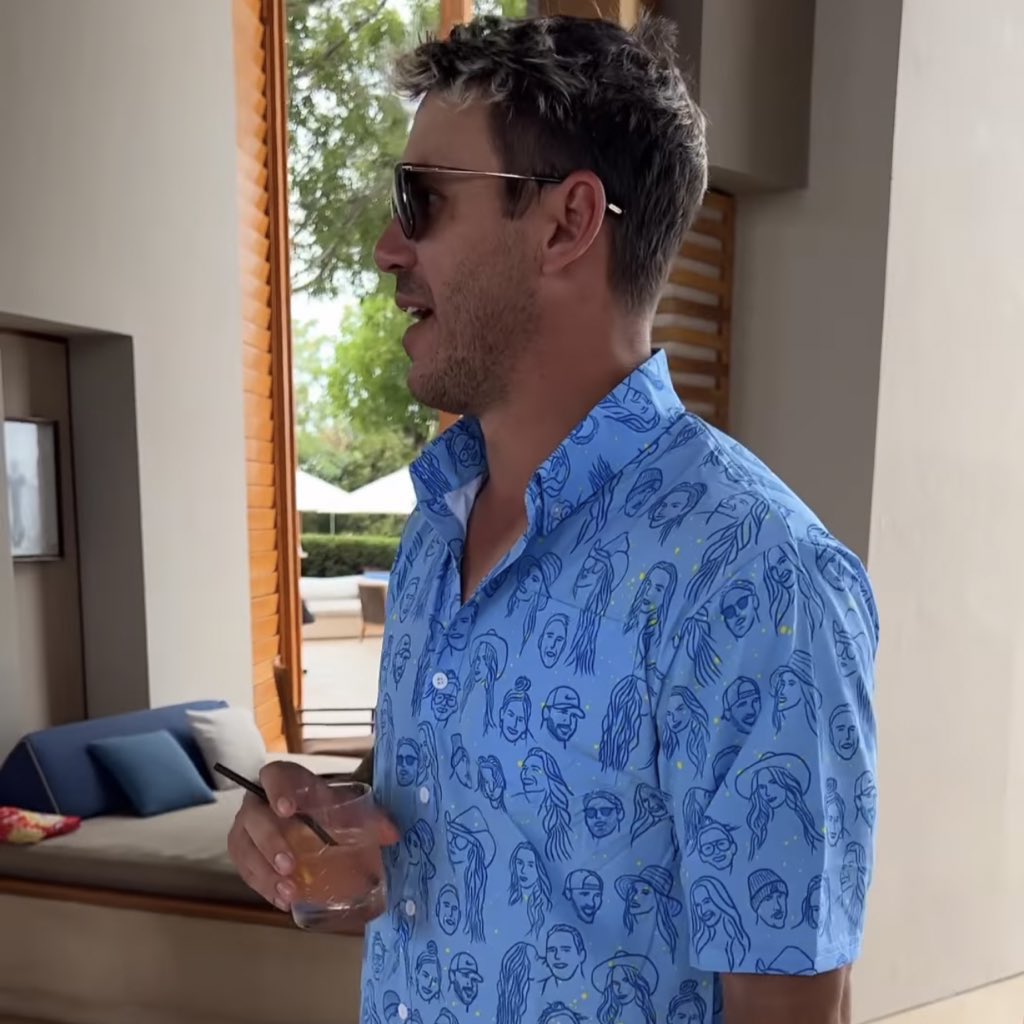 kclairerogers's tweet photo. Brooks Koepka is in Turks and Caicos for his wedding and wearing a shirt and shorts with his and Jena’s faces all over it

(via Jena Sims) https://t.co/SqVJwLZBJc