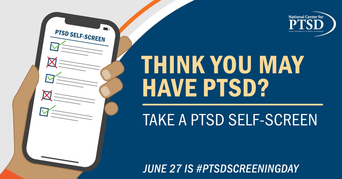 June 27 is PTSD Screening Day. If you’ve been struggling since experiencing a trauma, take a 5-question self-screen to determine if your feelings are related to PTSD: ptsd.va.gov/screen