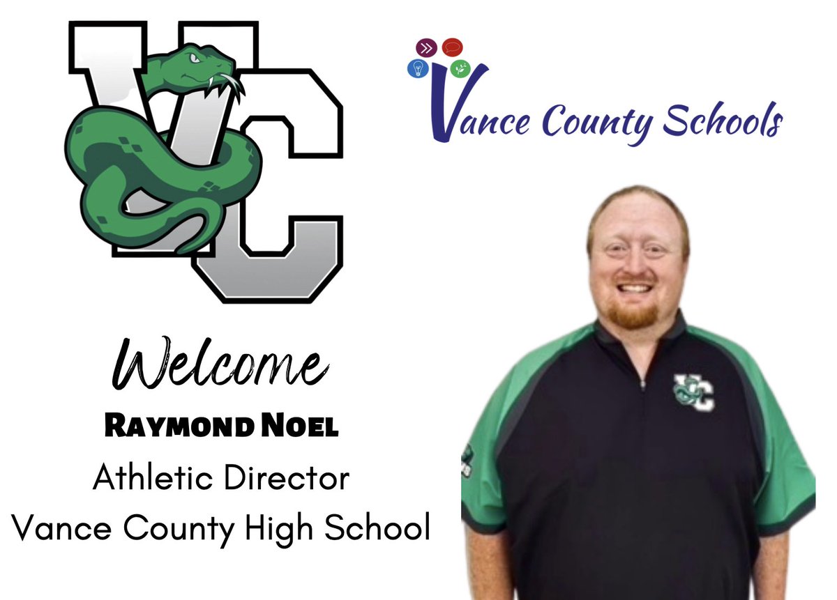 VanceCoSchools's tweet photo. Vance County Schools welcomes Raymond Noel, a lifelong resident of the area, as the Athletic Director for @VanceCountyHS. GO @VCHSVipers! 
Learn more >>> https://t.co/aGgqzSsFVz https://t.co/GipWOUI3Mk