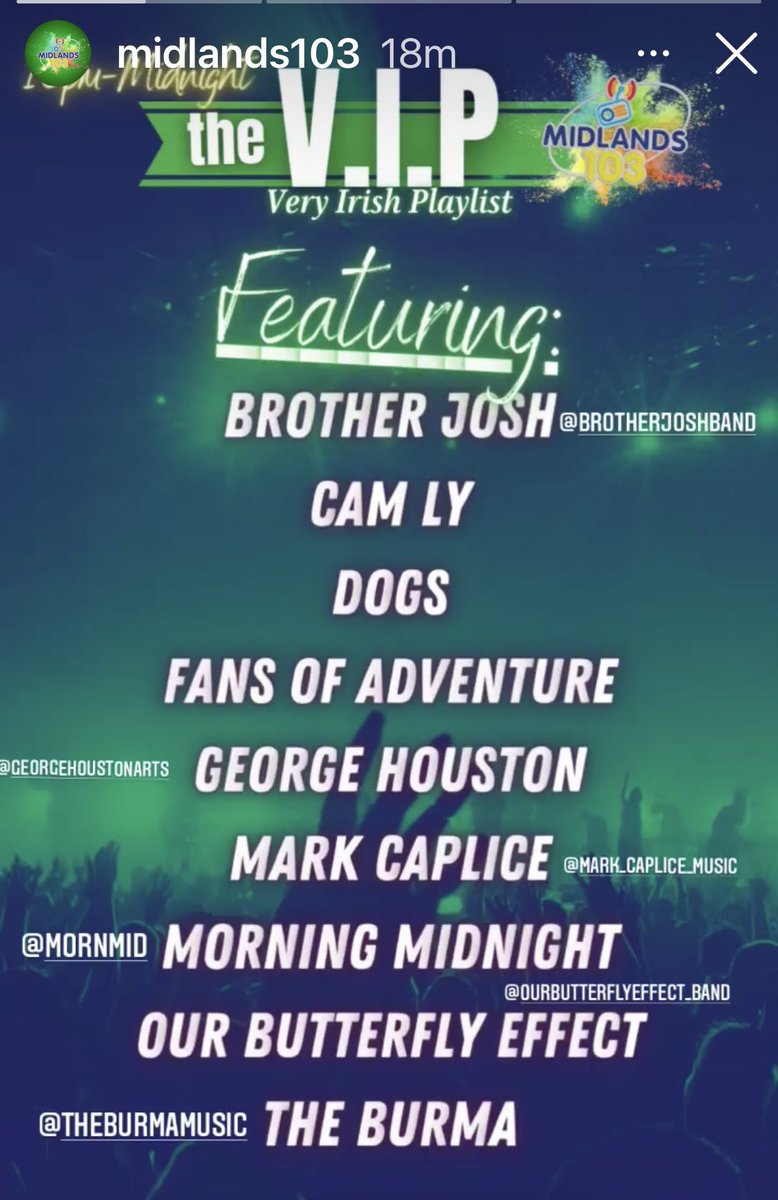 Absolutely thrilled to be featured on Adam Cunningham’s Irish music  show The V.I.P on <a href="/Midlands103/">Midlands103</a> tonight! Tune in from 10pm 📻🎶🦋💜