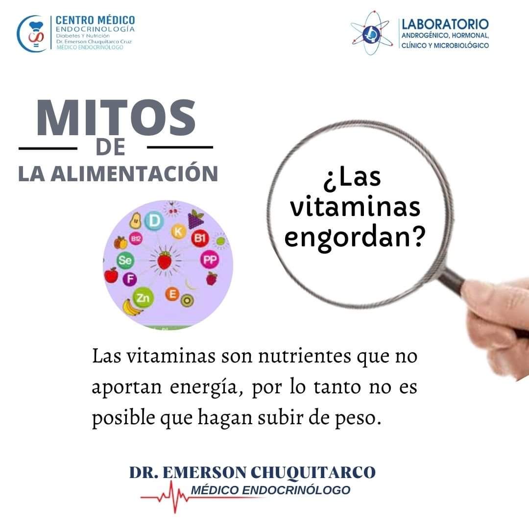 Doctor Emerson Chuquitarco on Twitter: "¿Las vitaminas engordan? Lo que  debes saber conocer👇👇👇 #doctoremersonchuquitarco #endocrinólogo  #Endocrinología #diabetes #nutrición #metabolismo #tiroides  #hipertiroidismo #HIPOTIROIDISMO https://t.co ...