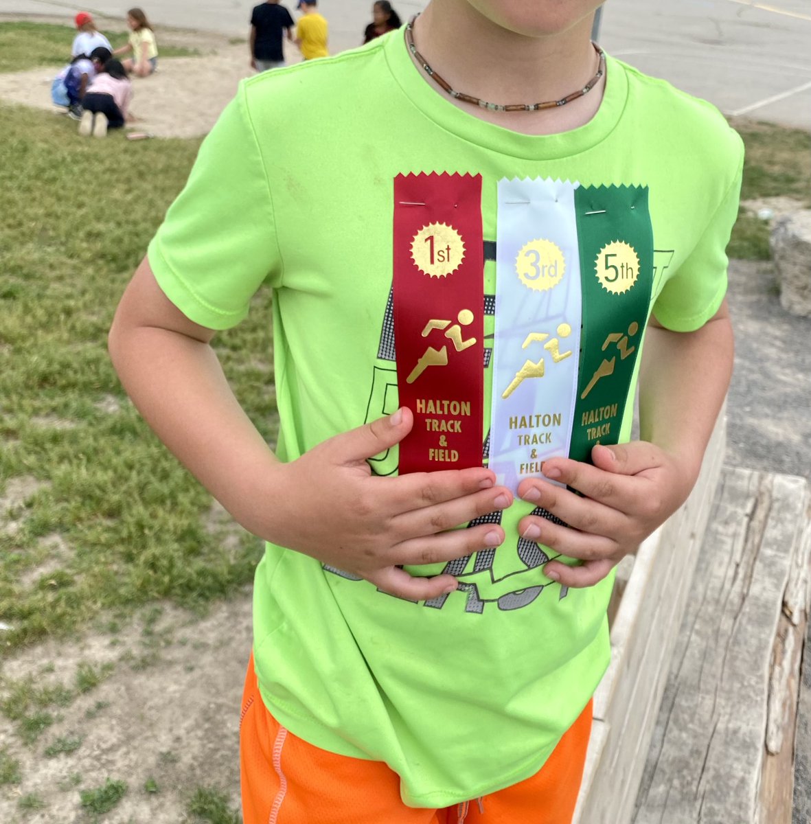 _Mrs_Madden's tweet photo. Any more ribbons and he would need a bigger shirt! #trackandfieldday @JWBoichPS https://t.co/cjCZ1ekZh0